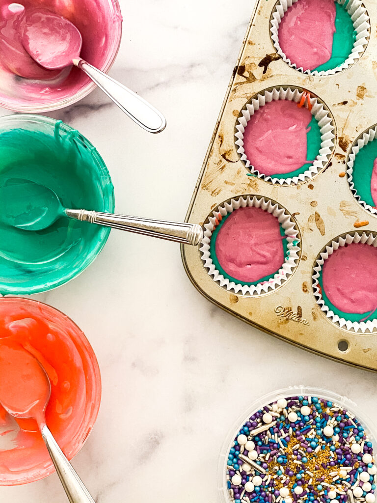 ingredients for tye dye cupcakes
