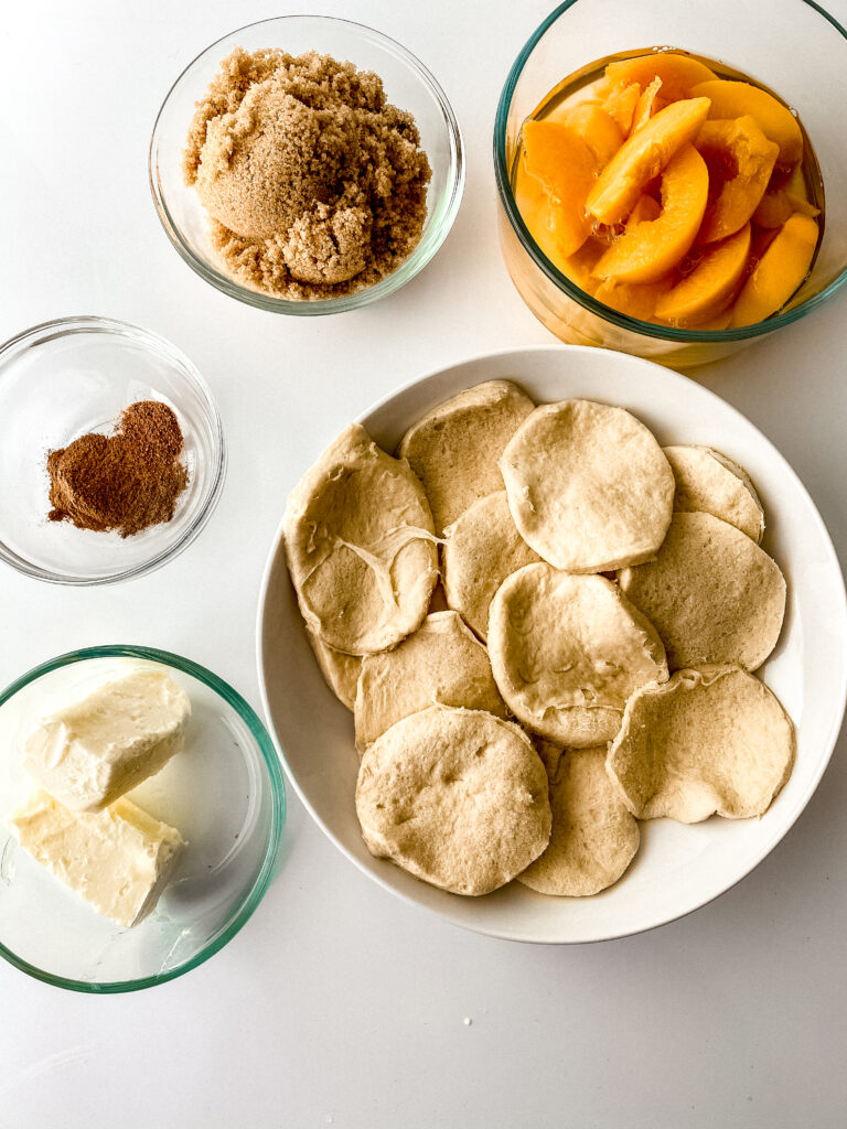 ingredients for deep fried peach cobbler