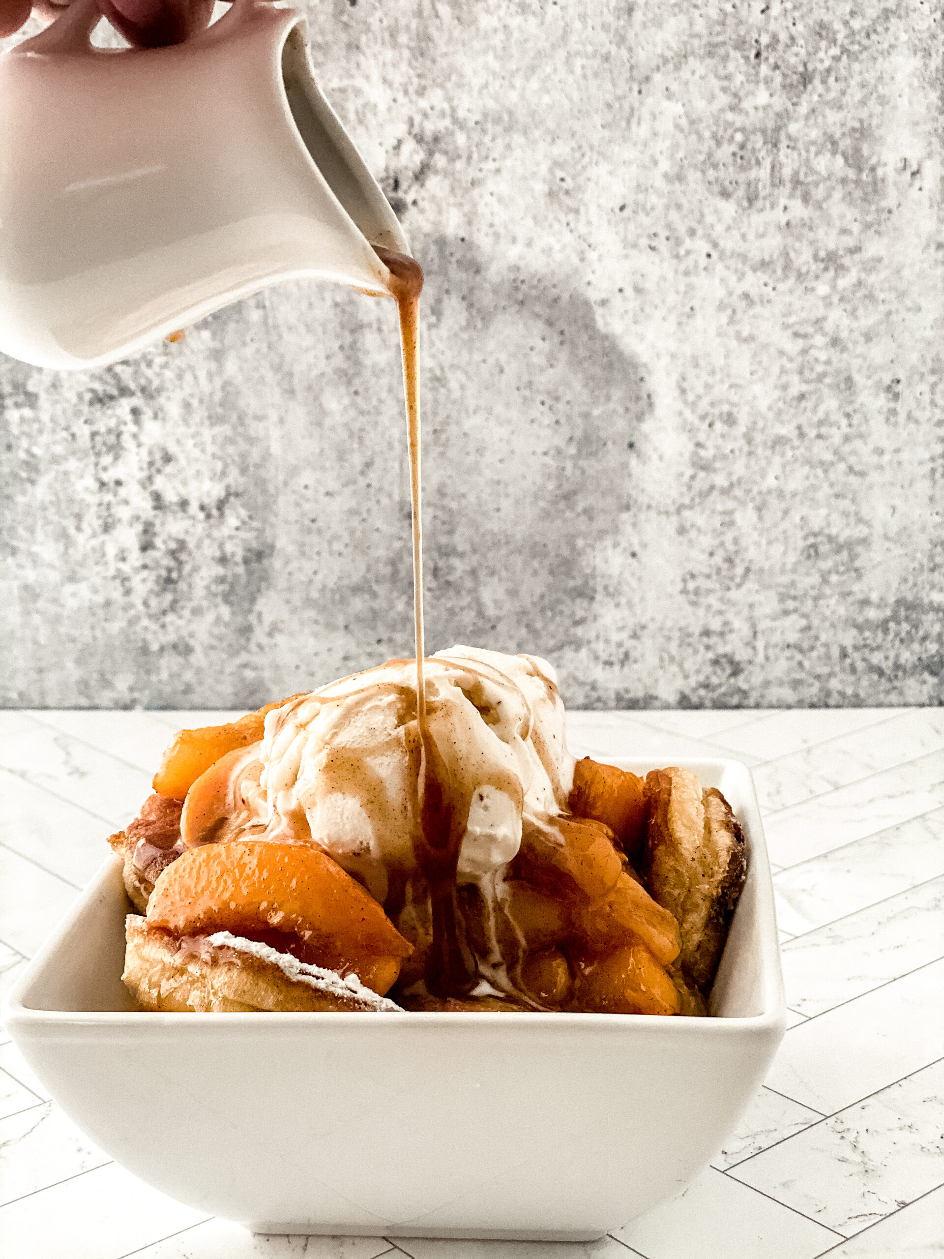 deep fried peach cobbler shot by Studiokimihou