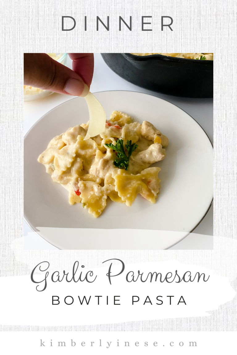 garlic parm chicken w bowtie pasta