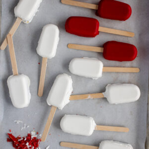 red and white cake pops