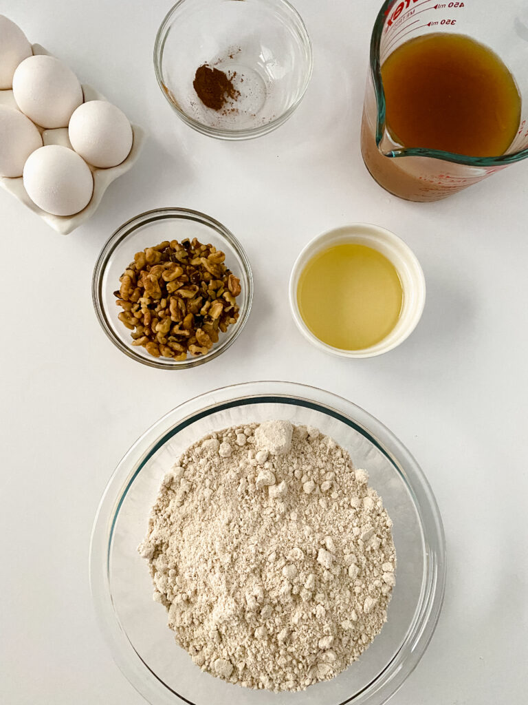 Apple cider cupcakes ingredients on white counter