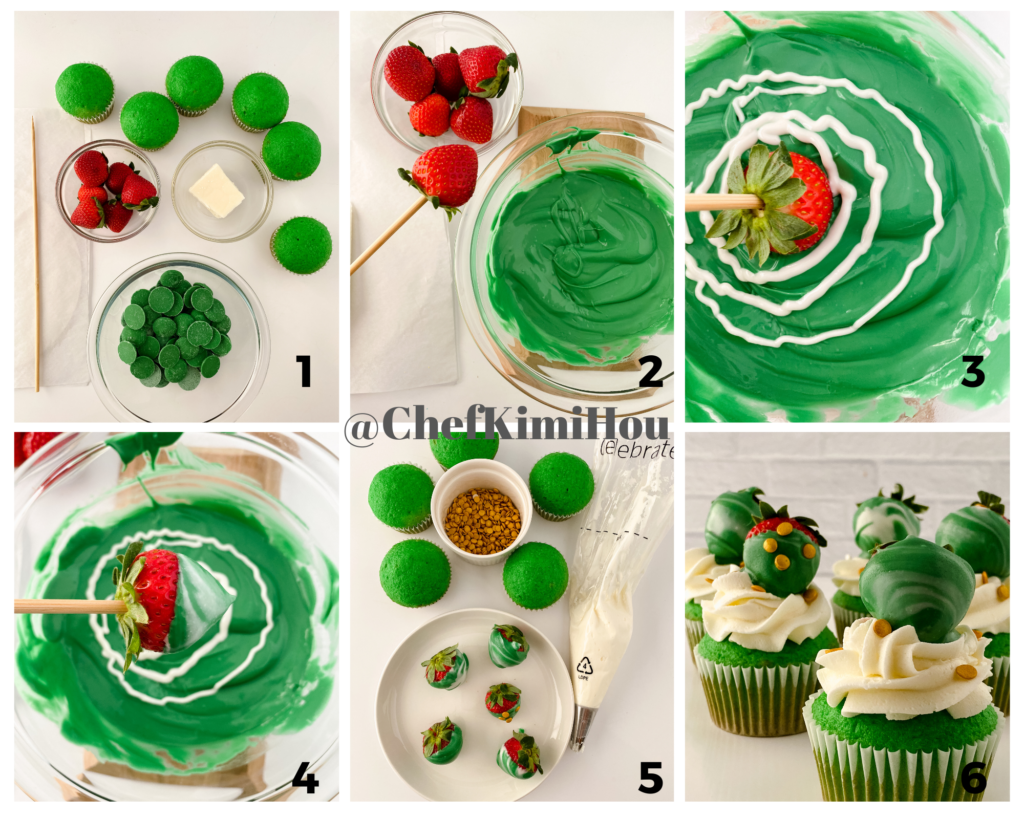 Marbled Strawberry Cupcakes at www.chefkimihou.com
