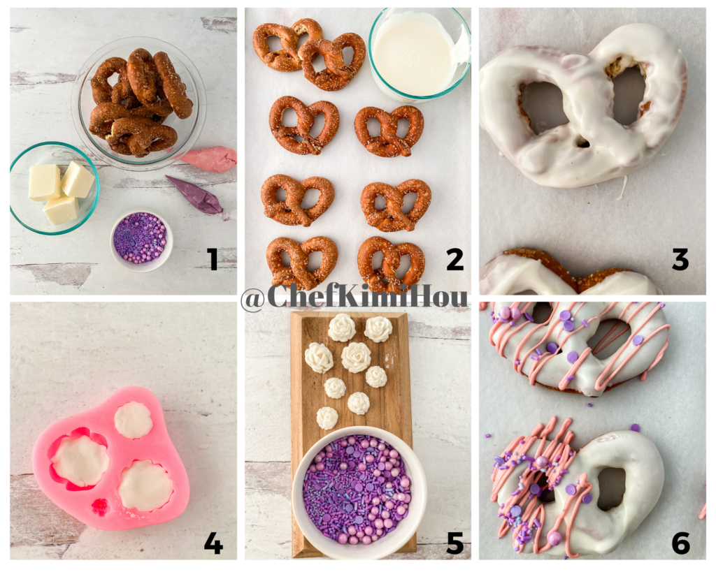 Pink & Purple Stripe Pretzels at www.chefkimihou.com