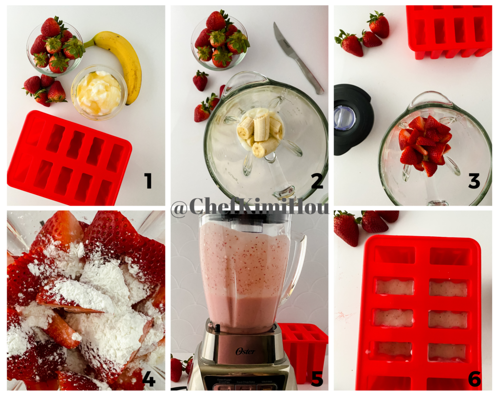 Strawberry Banana Yogurt Pops at www.chefkimihou.com