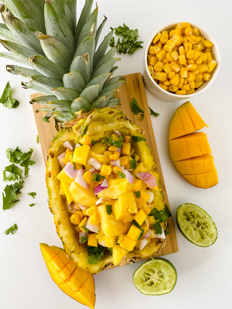 Quick & Easy Pineapple Mango Salsa at www.chefkimihou.com