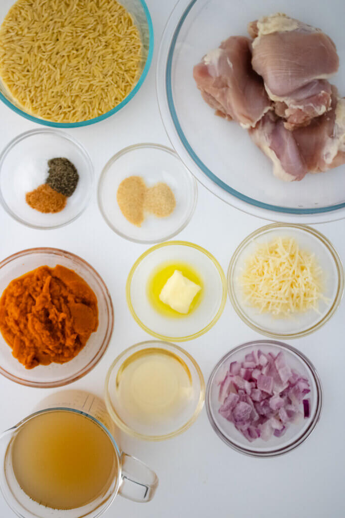 ingredients for Pumpkin Orzo & Pan Seared Chicken