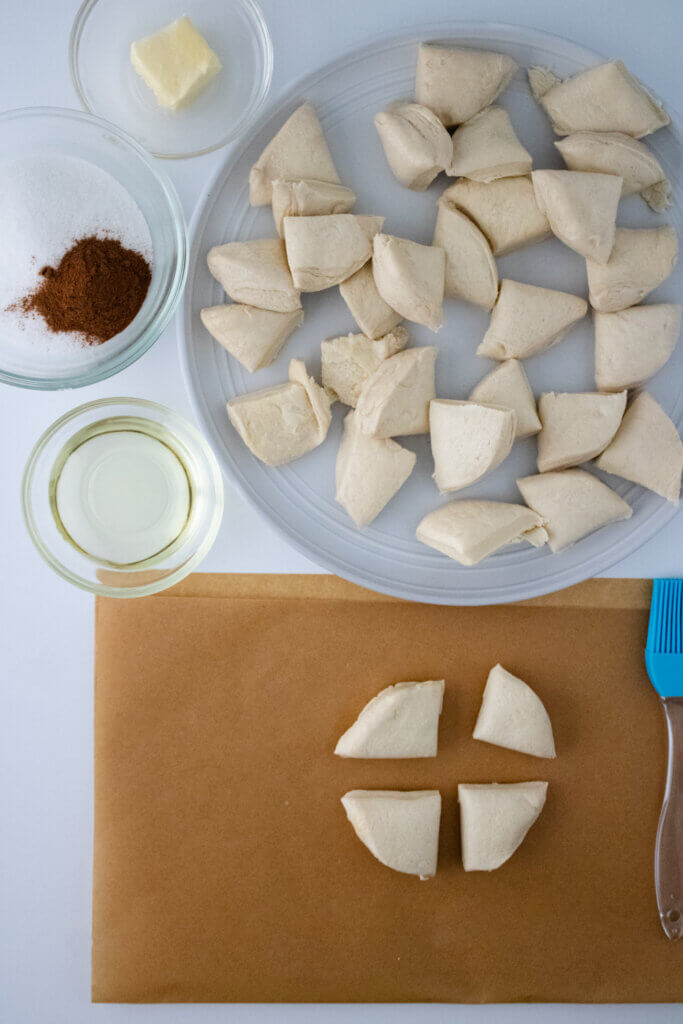 air fryer biscuit bites in process